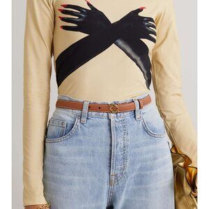 LOEWE Brown Leather Skinny Belt